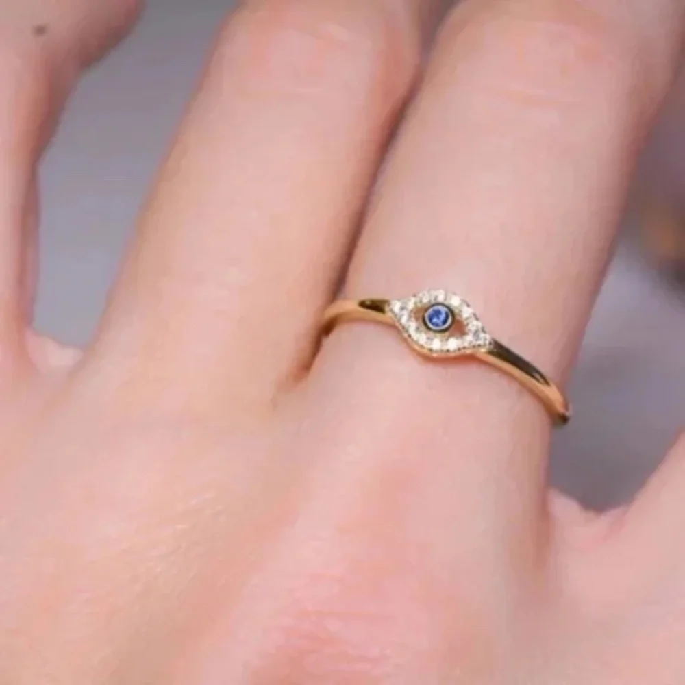 18K Gold Plated Paloma Evil Eye Ring - Picture 1 of 5